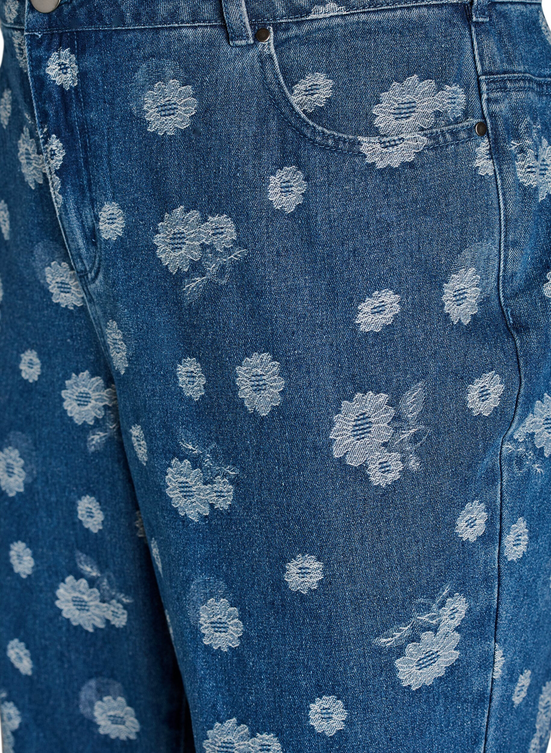 Zizzifashion Gemma high-waisted floral jeans, Blue, Packshot image number 2