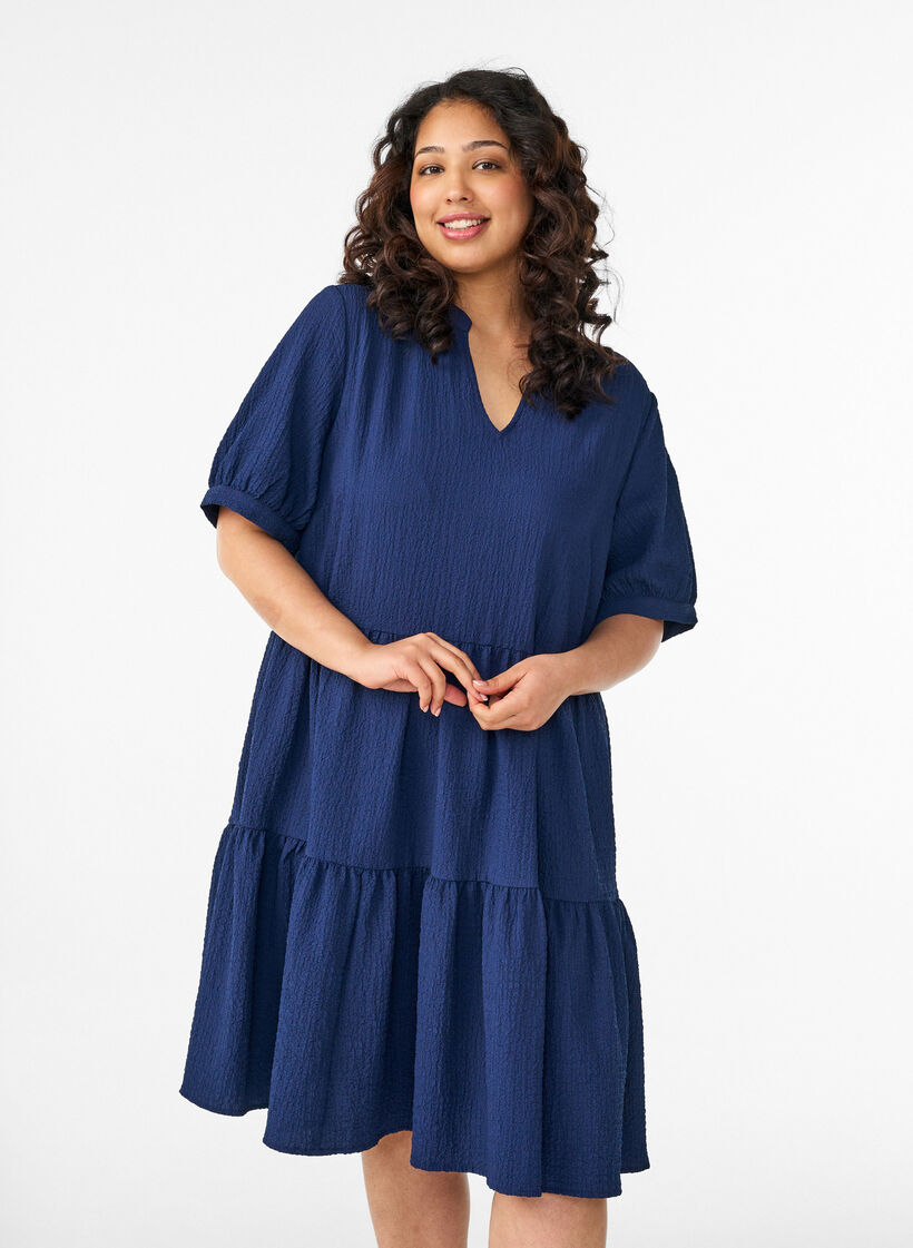 Short A-line dress, Blue, Model image number 0