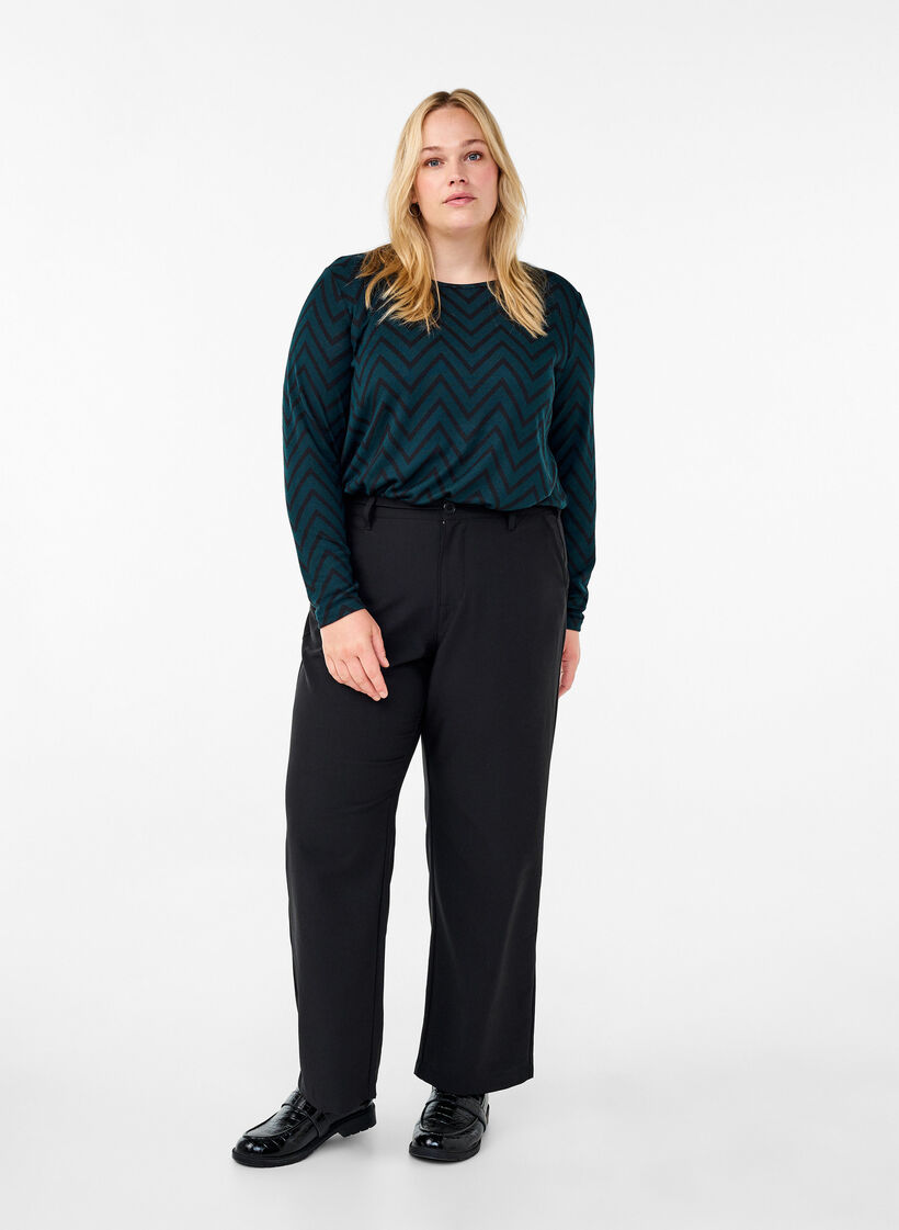 Patterned blouse with long sleeves, Green, Model image number 1