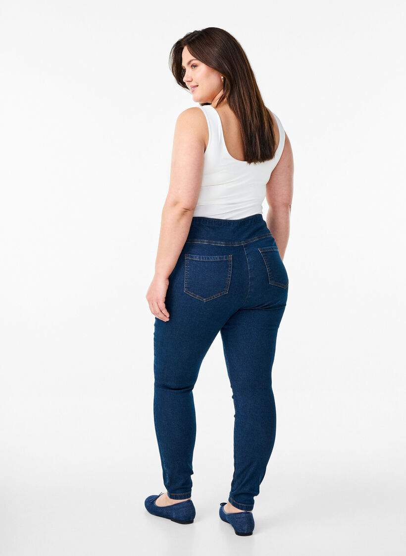 Stretchy jeggings with a high waist, Blue, Model image number 1