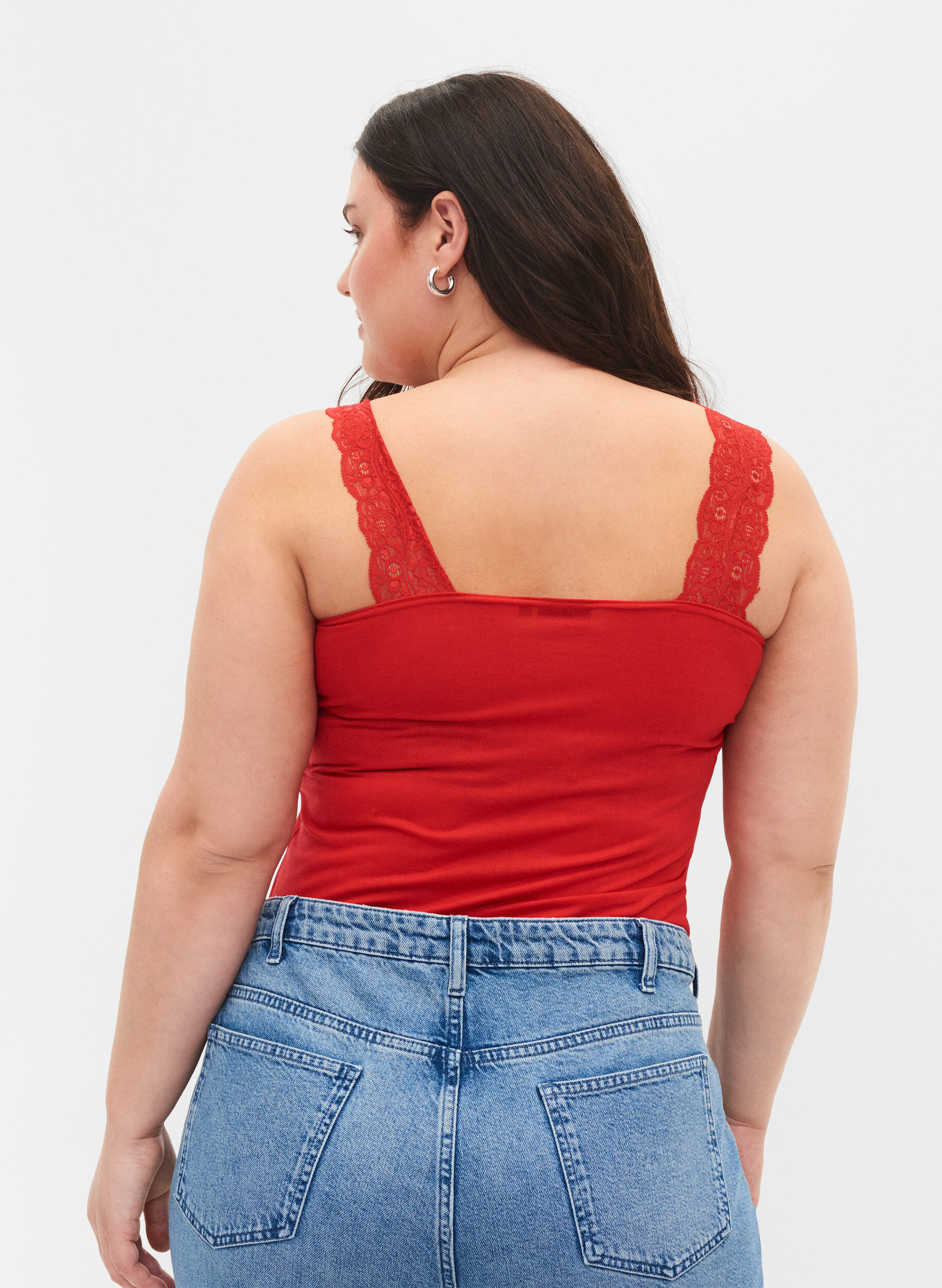 Zizzifashion 2-pack top with lace, Black/Chinese Red, Model image number 1