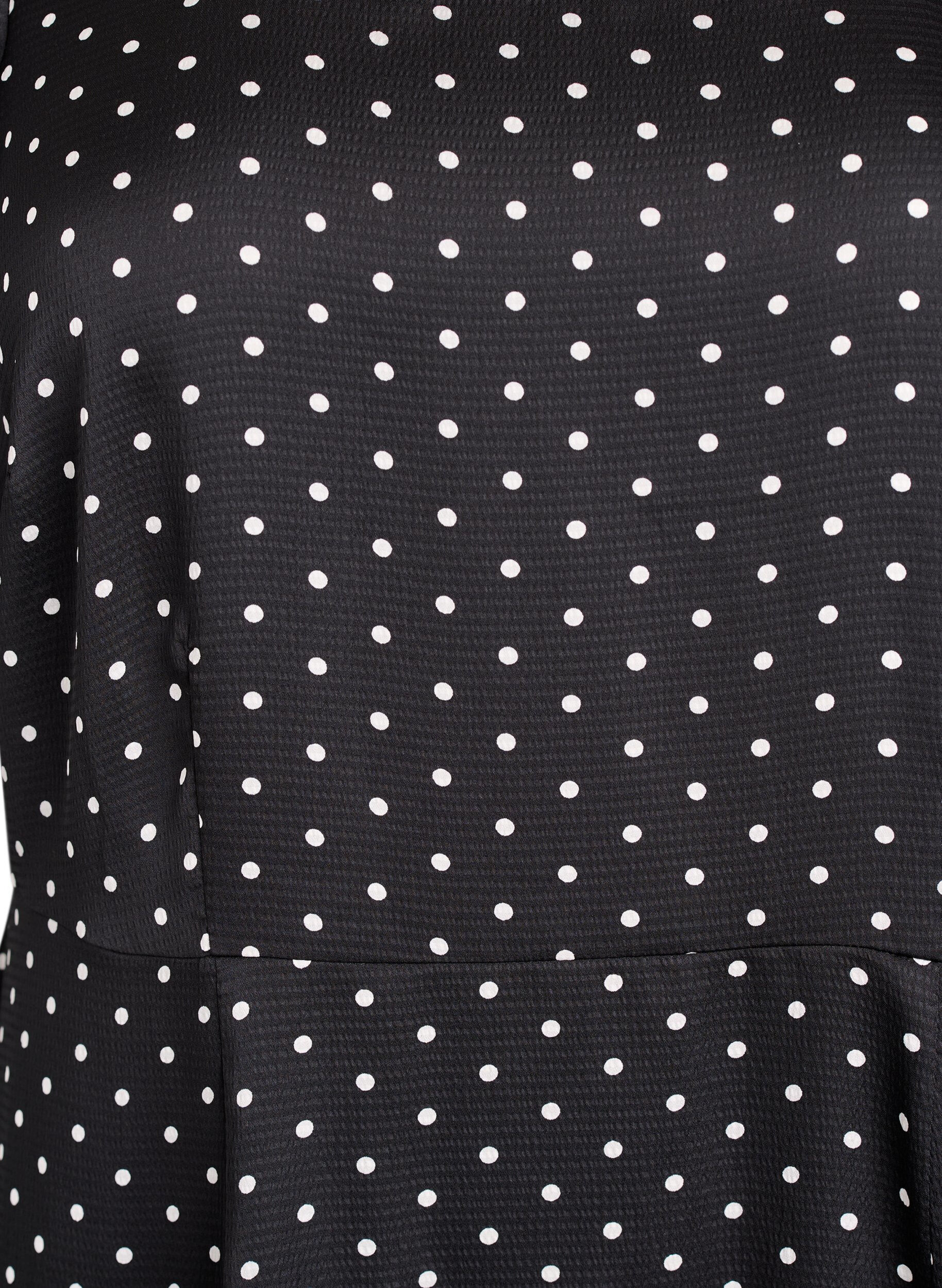 Zizzifashion Polka dot midi dress with square neckline, Black, Packshot image number 2