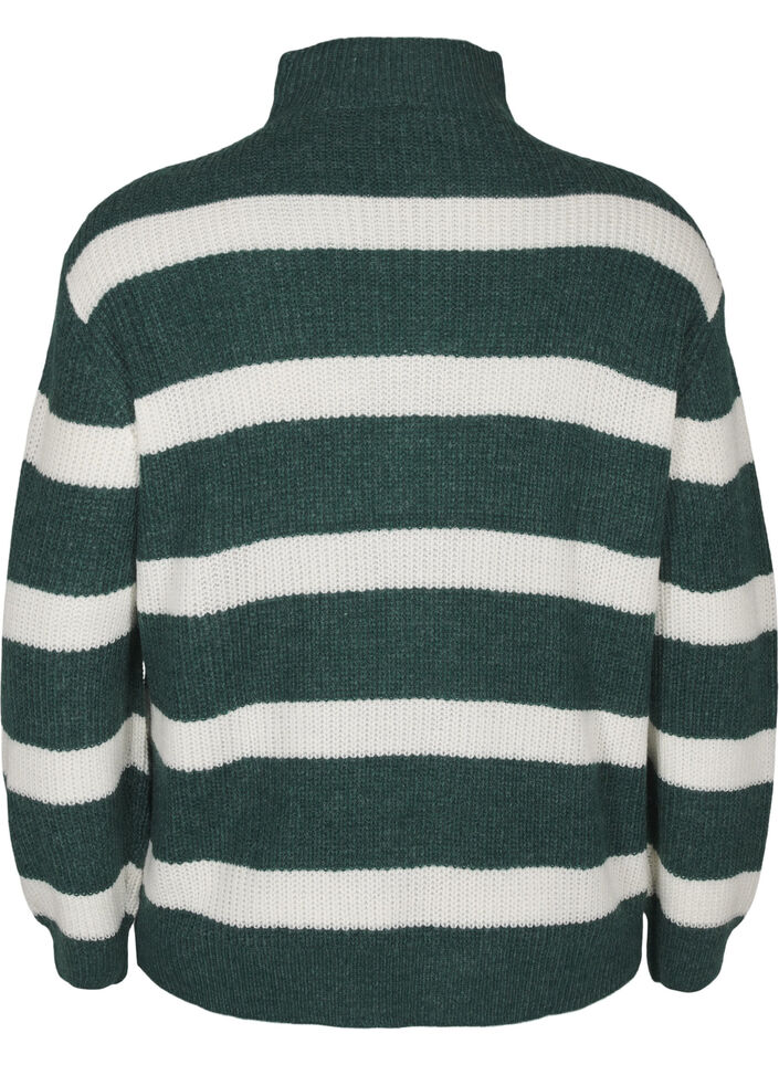 FLASH - Knitted sweater with high neck and zipper, Green, Packshot image number 1