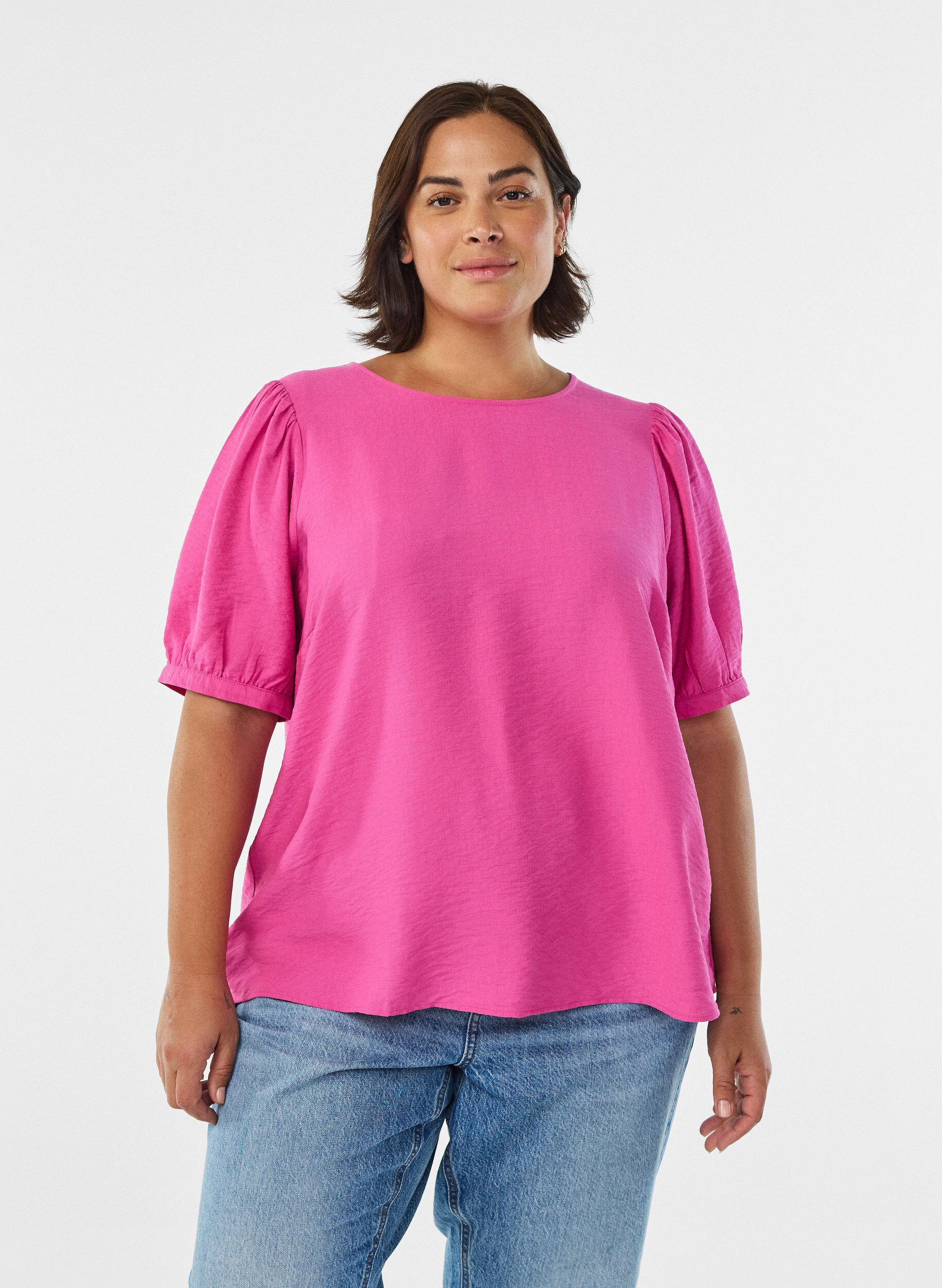 Viscose blouse with 1/2 sleeves, Rose, Model