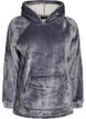 Velour hoodie with kangaroo pocket, Grey, Packshot image number 0