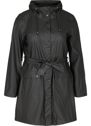 Rain jacket with hood, Black, Packshot image number 0