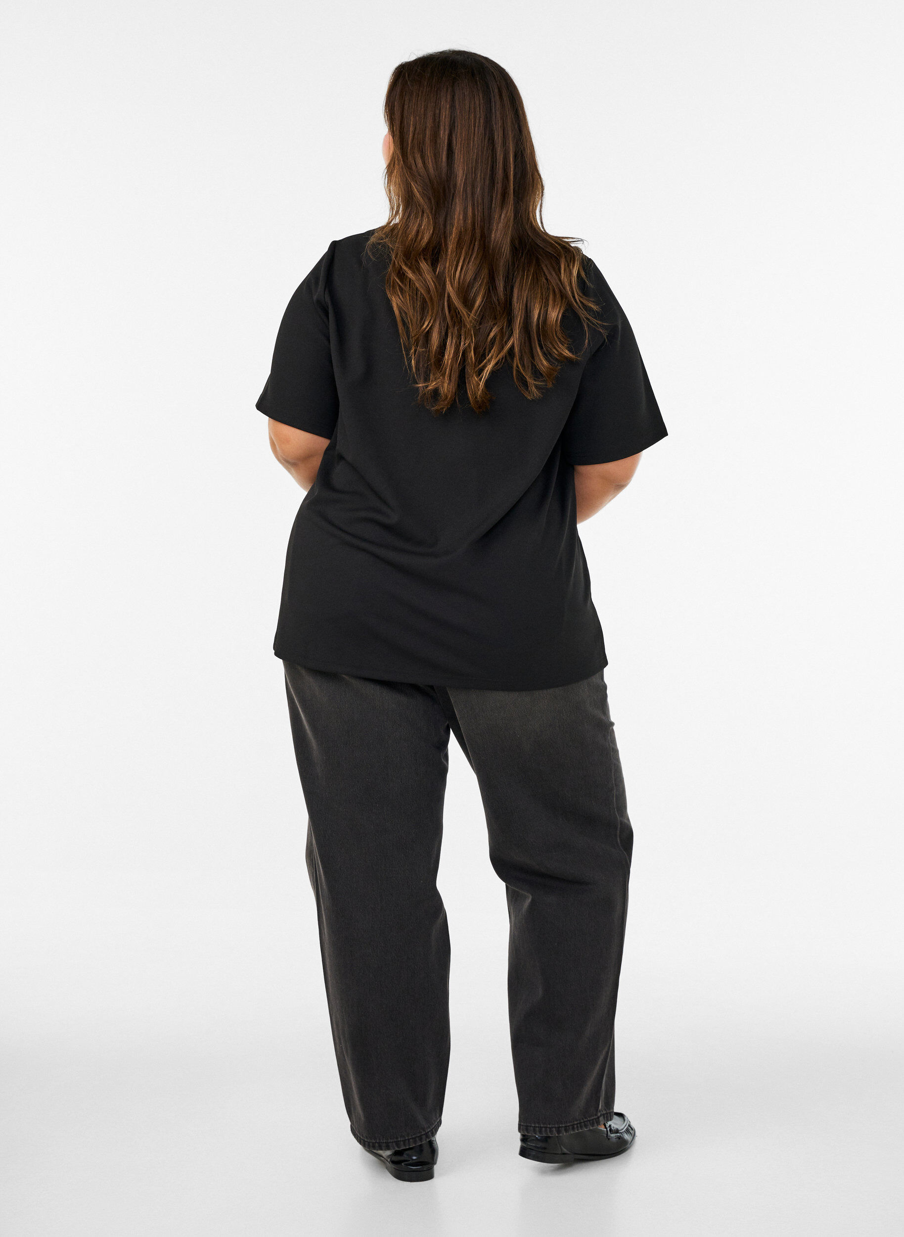 ZizzifashionT-shirt with slits and decorative knot closures, Black, Model image number 2