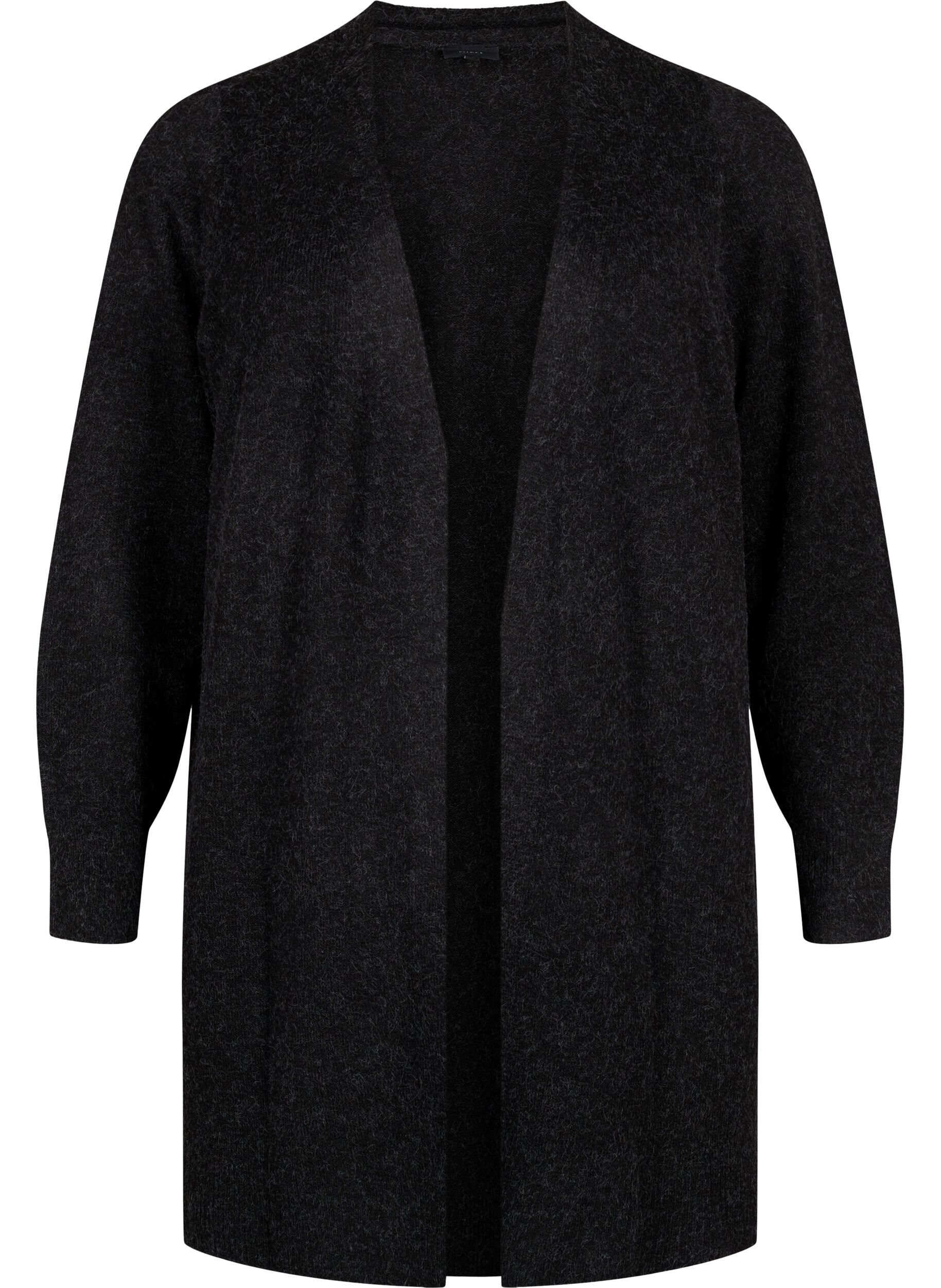 Zizzifashion Long open front cardigan, Dark Grey Melange, Packshot image number 0