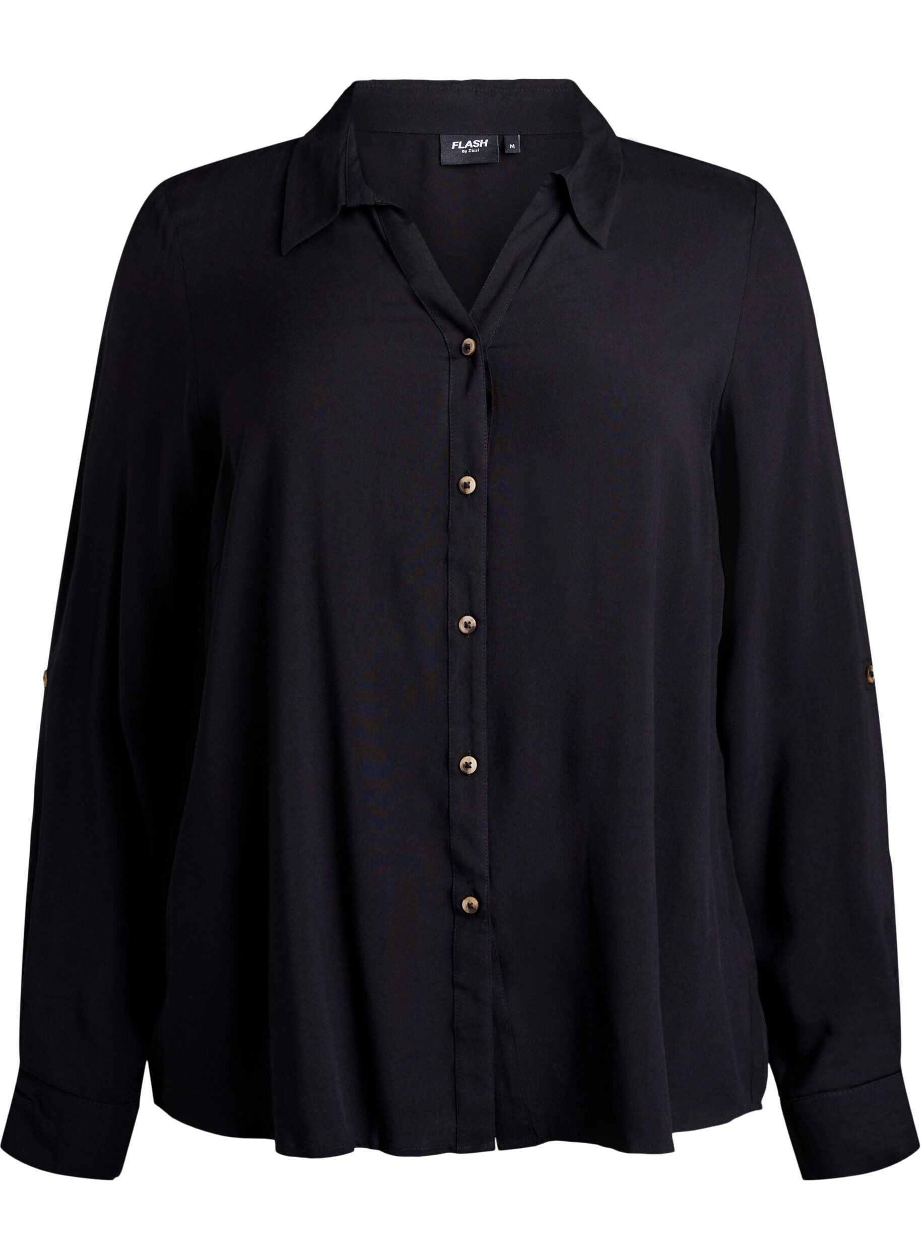 Zizzifashion FLASH - Long-sleeved shirt with a V-neck, Black, Packshot image number 0