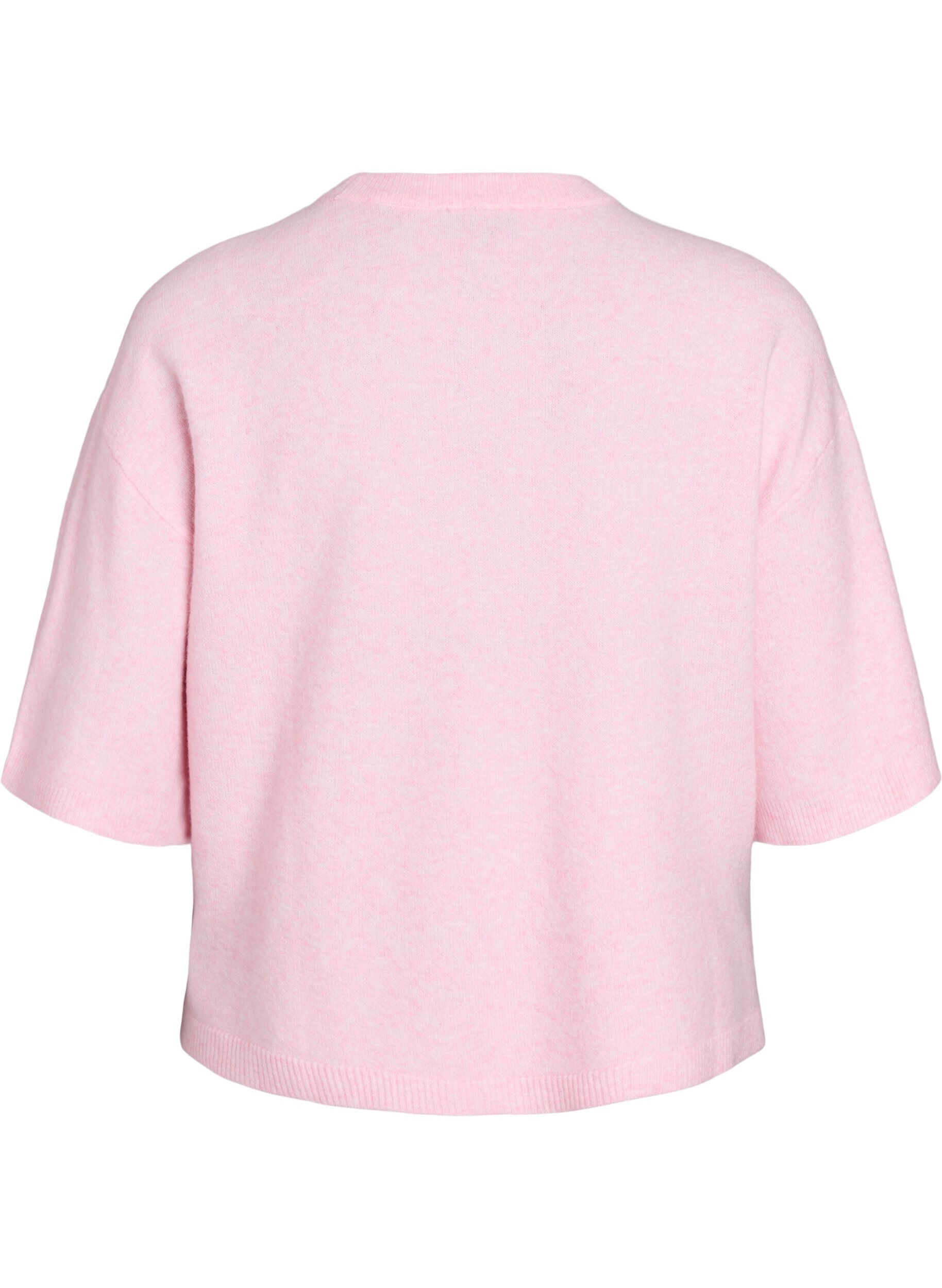 Zizzifashion Loose knitted blouse with short sleeves, Rose, Packshot image number 1