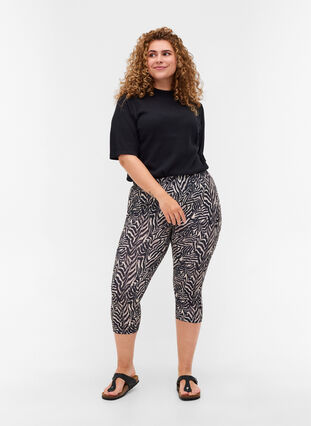 3/4-length leggings with print, Black Zebra AOP, Model image number 0