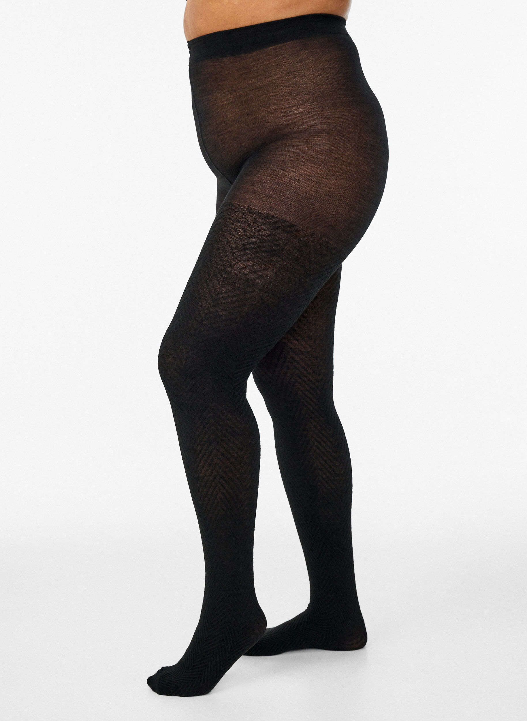 Zizzifashion Textured tights, Black, Model image number 0