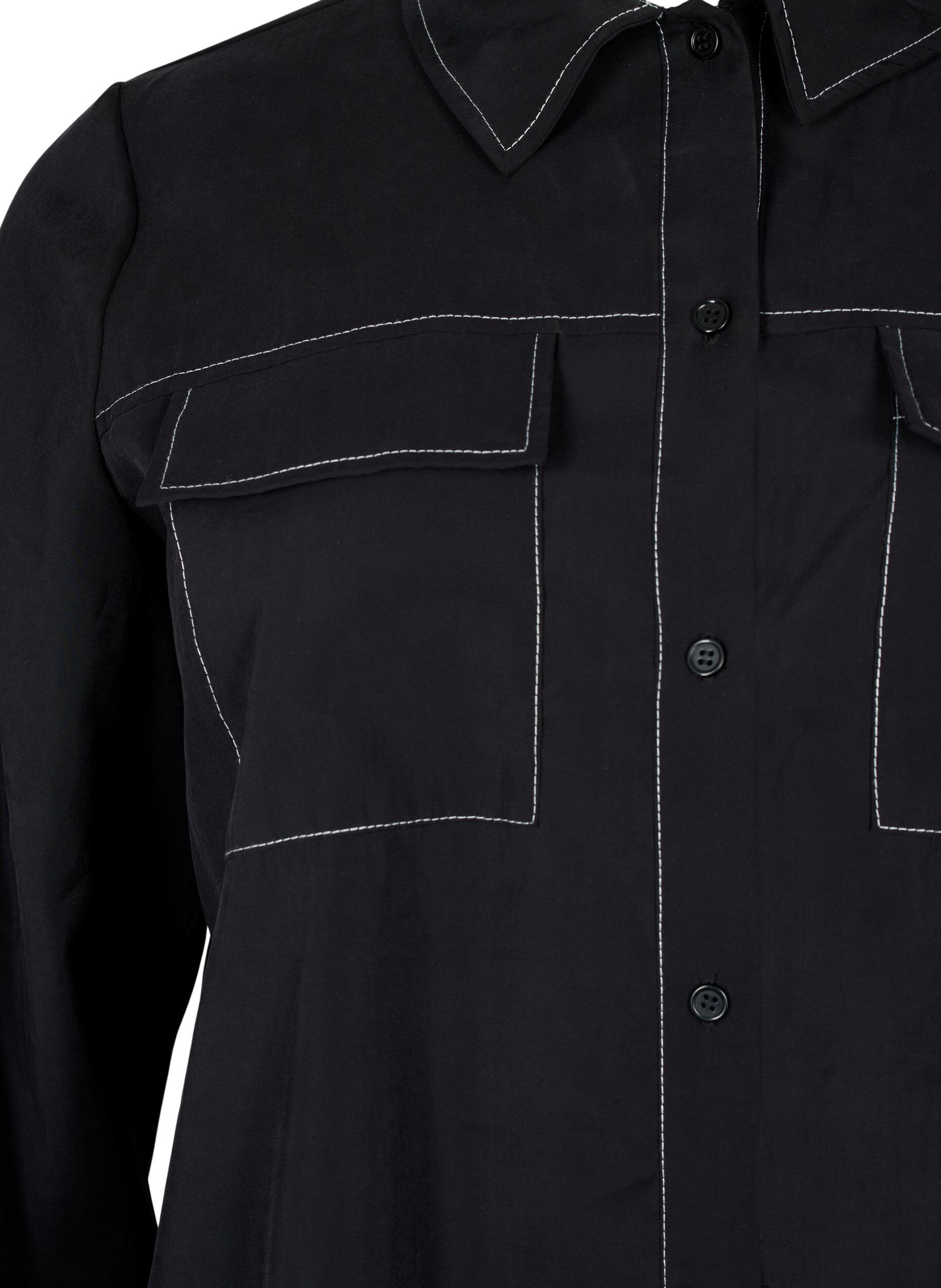 Zizzifashion Shirt with contrast stitching, Black, Packshot image number 2