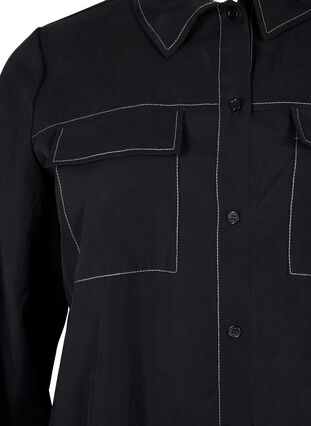 Shirt with contrast stitching, Black, Packshot image number 2