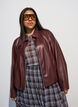 Faux leather bomber jacket with a drawstring hem, Brown, Model image number 0