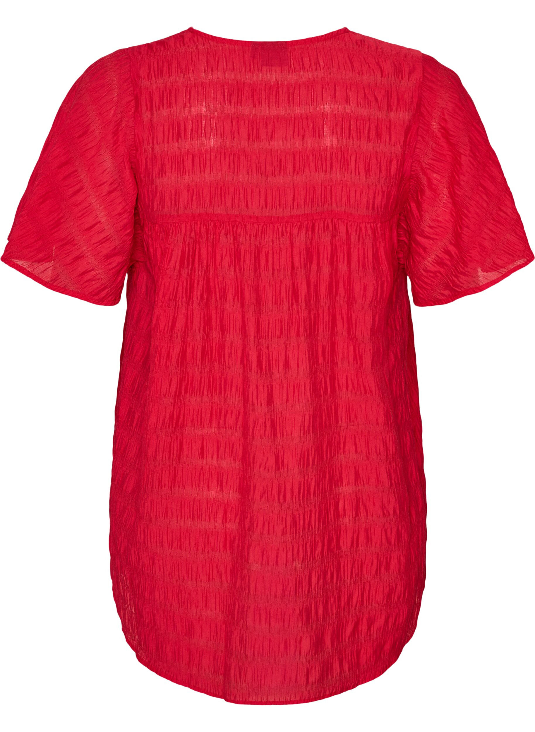 Zizzifashion Tunic in lyocell with flutter sleeves, Red, Packshot image number 1