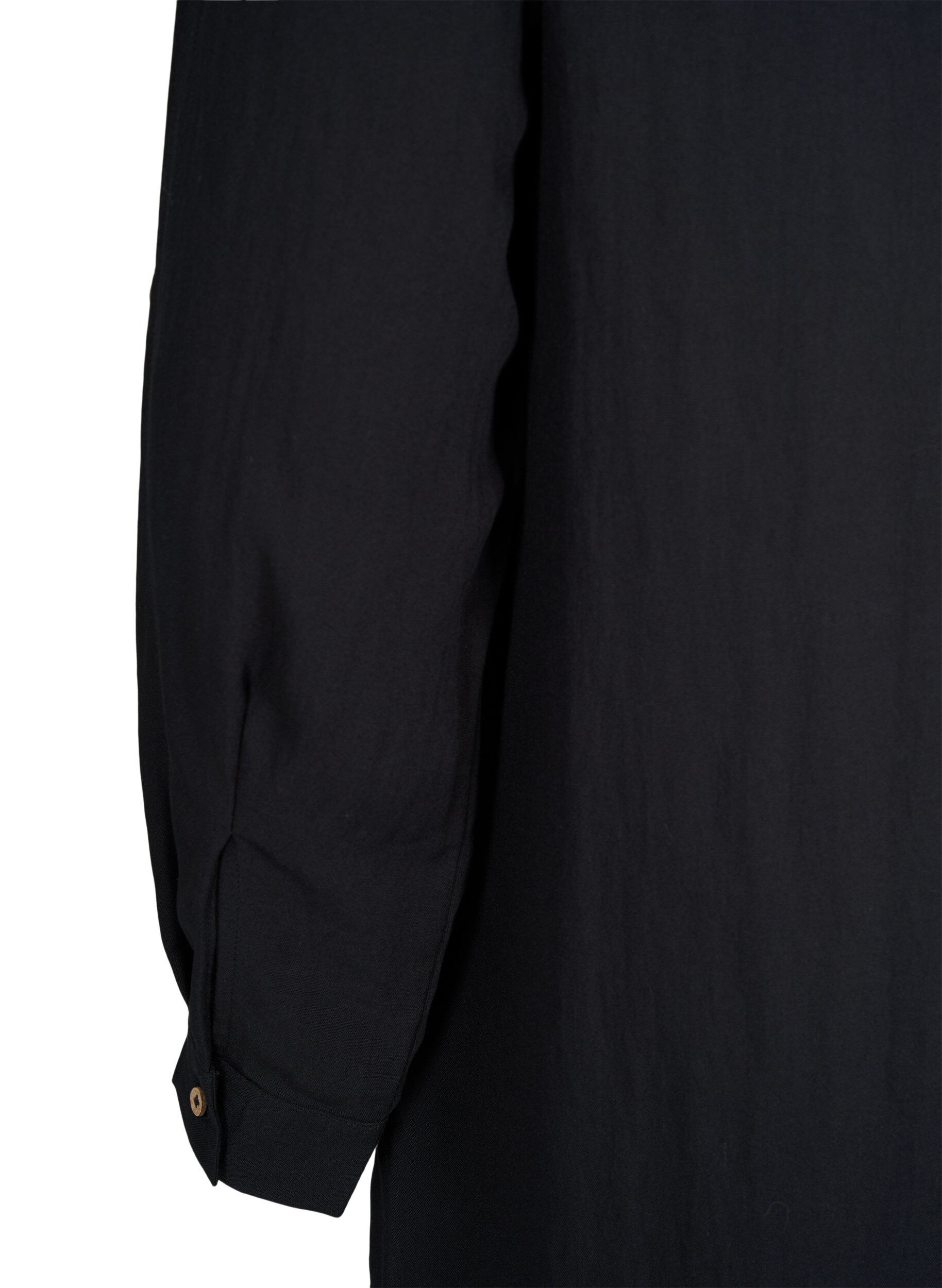 Zizzifashion Long plain viscose shirt, Black, Packshot image number 3