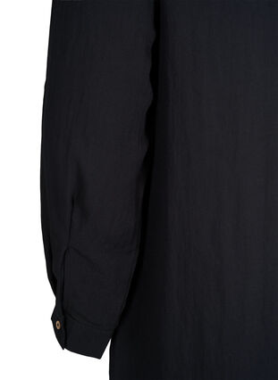 Long plain viscose shirt, Black, Packshot image number 3