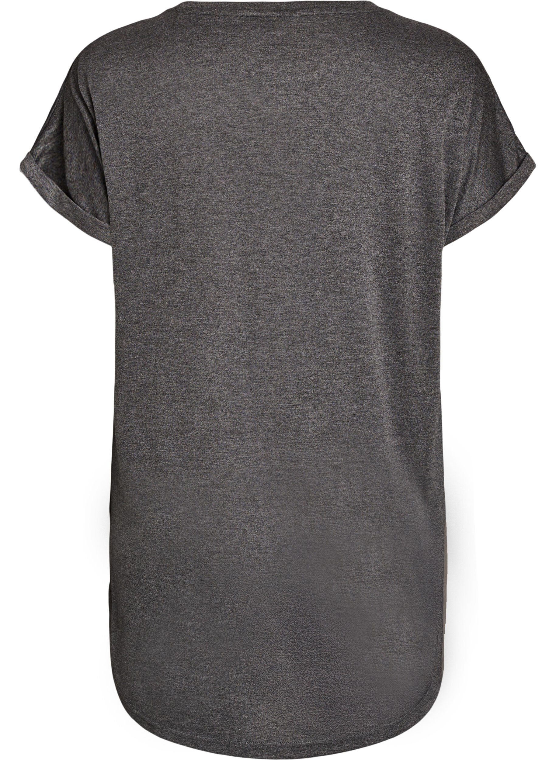 ZizzifashionShort sleeve nightgown with text print, Black, Packshot image number 1