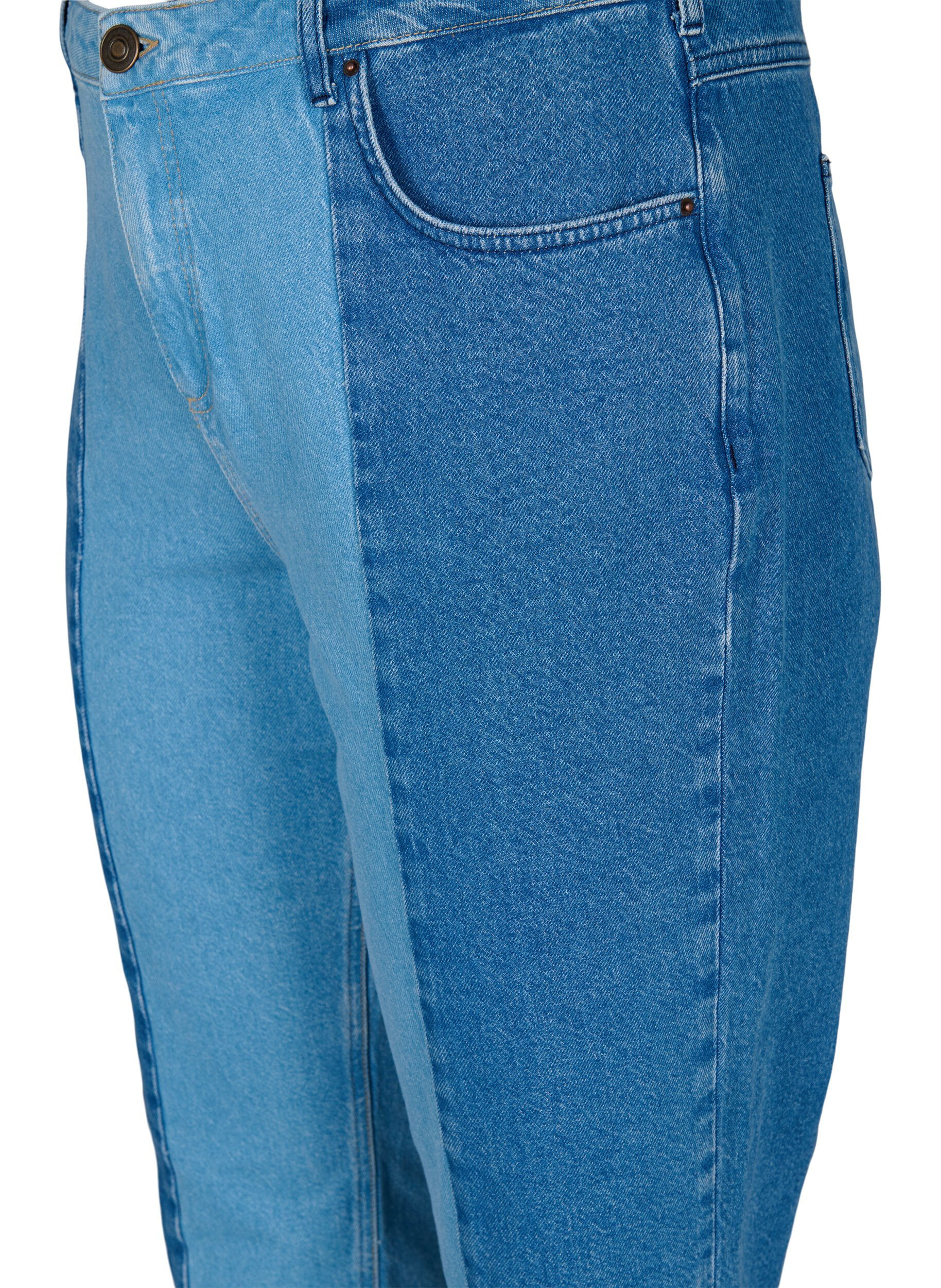 Zizzifashion Cropped Vera jeans with colorblock, Blue denim, Packshot image number 2