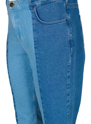 Cropped Vera jeans with colorblock, Blue denim, Packshot image number 2
