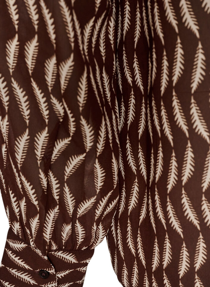 Blouse with all-over print and short button placket, Brown, Packshot image number 3