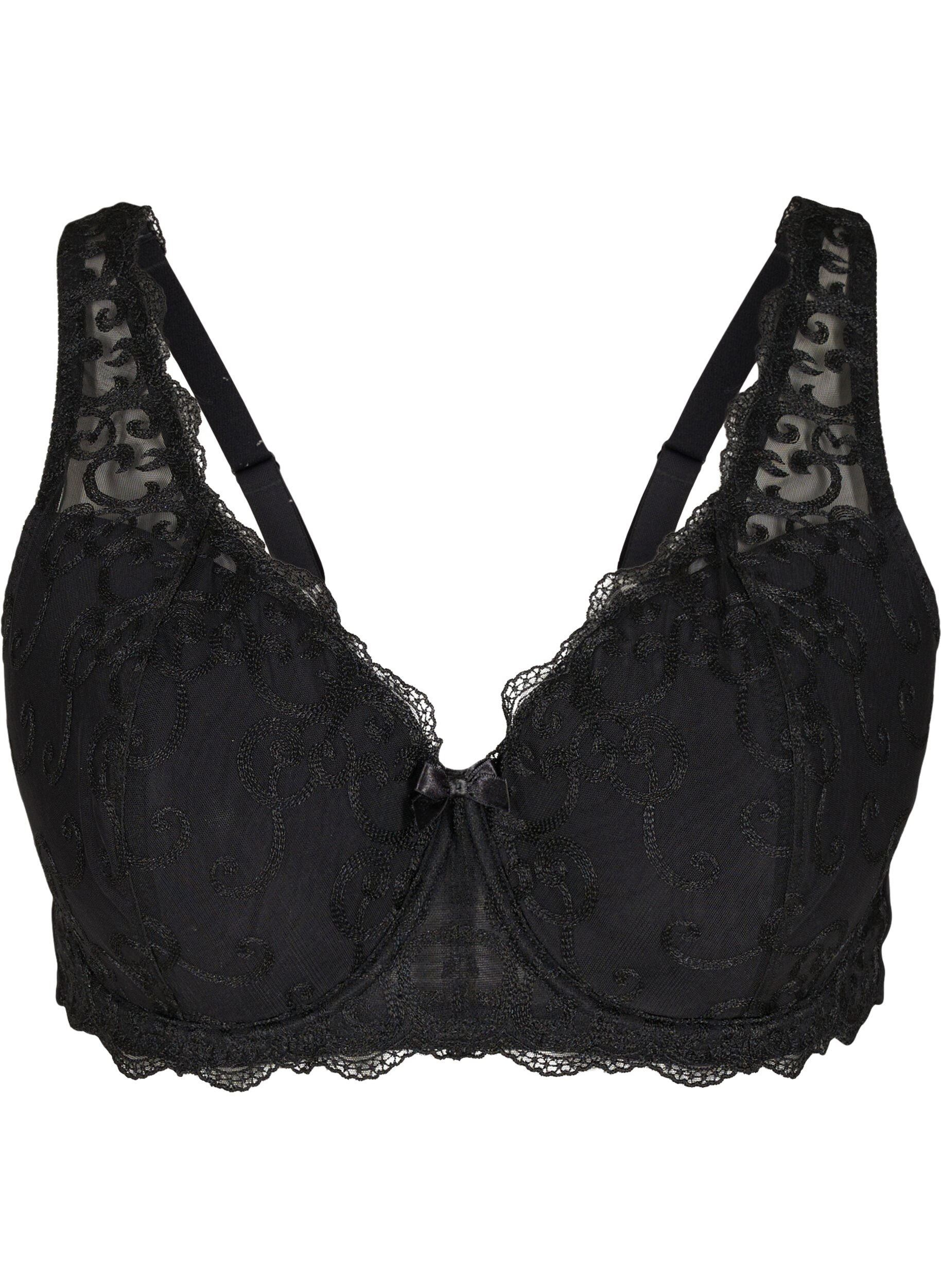 Zizzifashion Bra with underwire, padding and lace, Black, Packshot image number 0