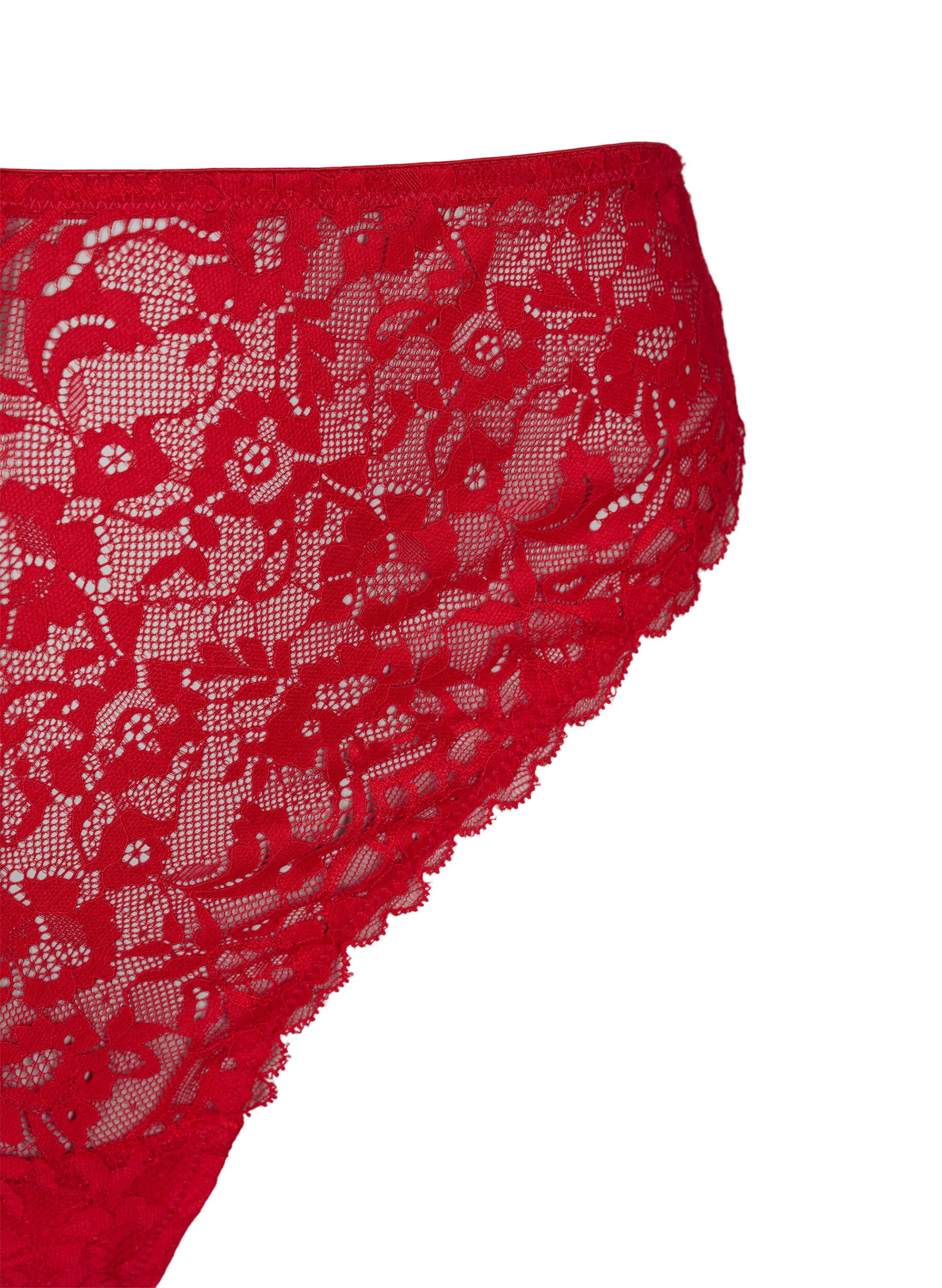 Zizzifashion Lace G-string with regular waist, Red Ass., Packshot image number 2