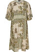 Patterned midi dress in viscose with tie belt, Green, Packshot image number 0