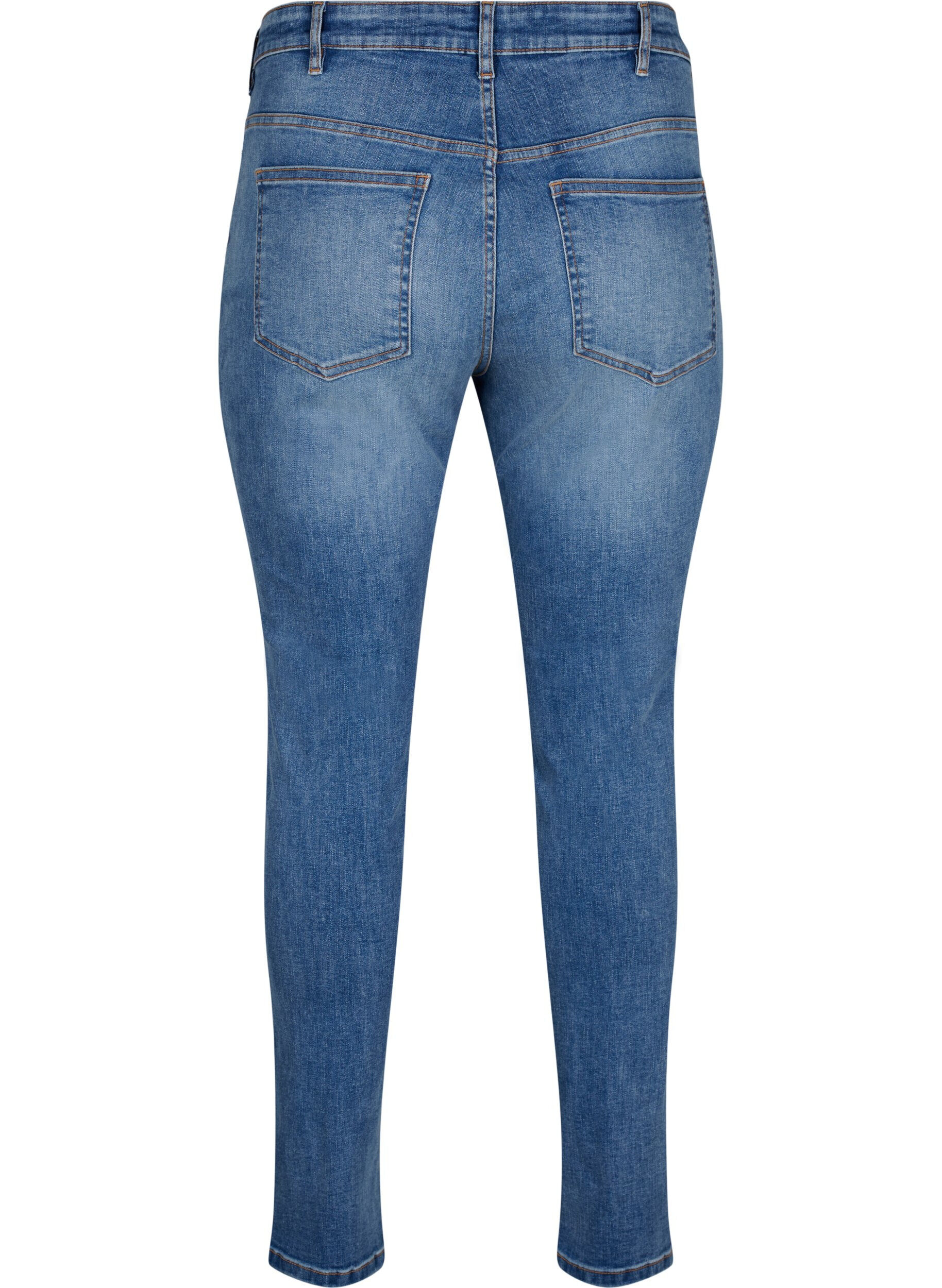 Zizzifashion Sanna jeans with super slim fit and button closure, Blue denim, Packshot image number 1
