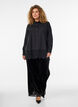 Loose shirt with a wide lace trim, Black, Model image number 1