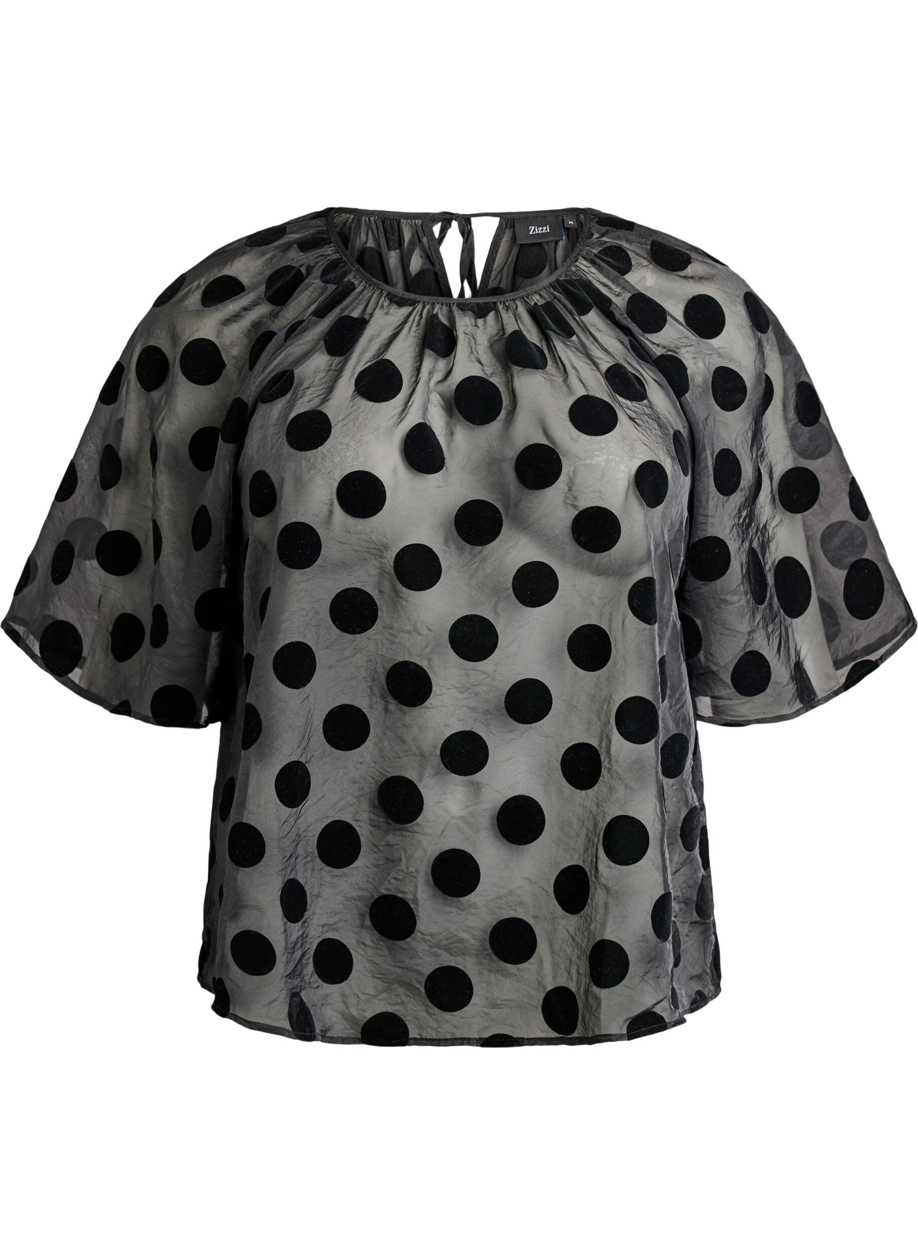 Party blouse in organza-look with velvet dots