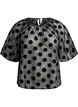 Party blouse in organza-look with velvet dots, Black, Packshot image number 0