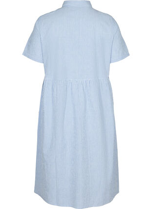 Striped cotton midi dress, Light blue denim, Packshot image number 1