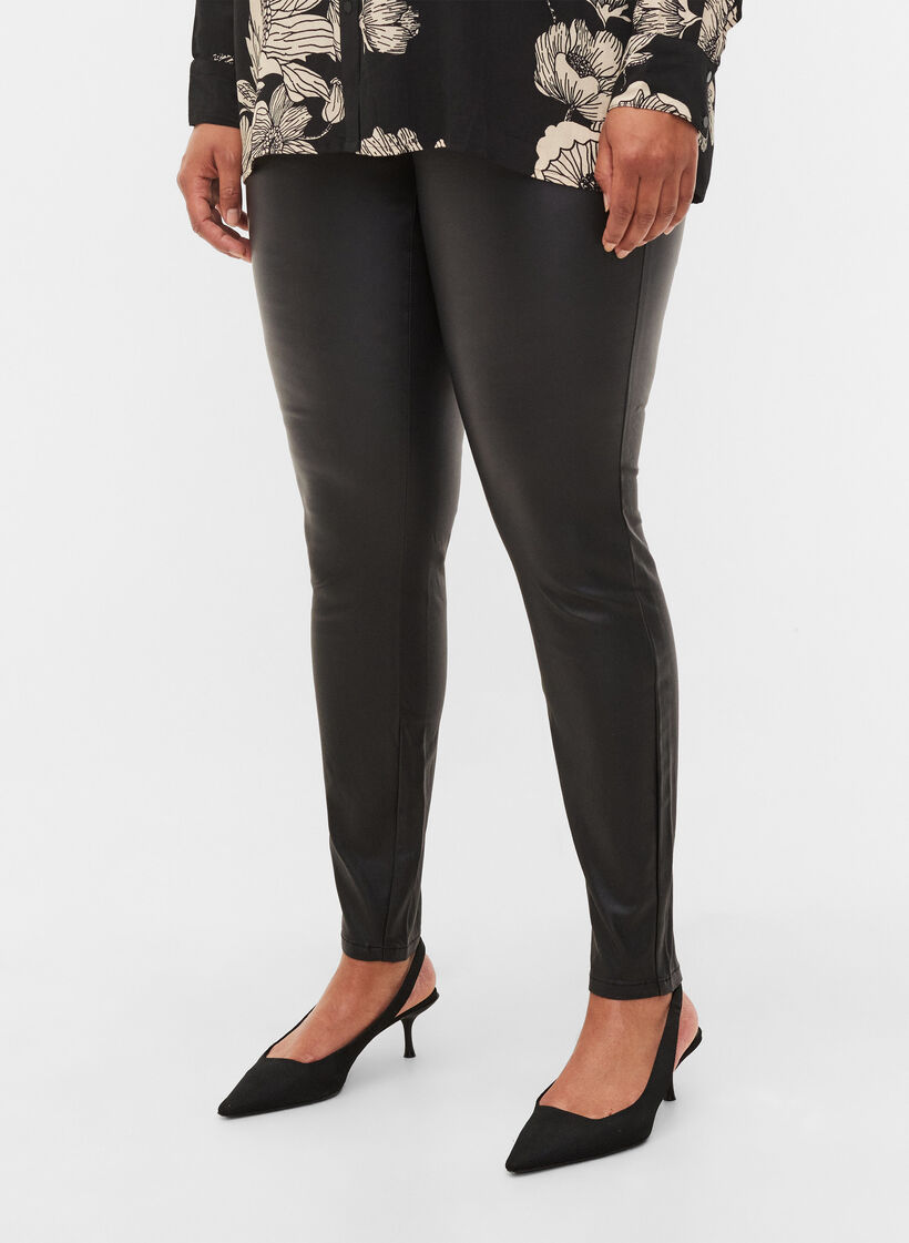 Coated, viscose blend legging, Black, Model image number 2