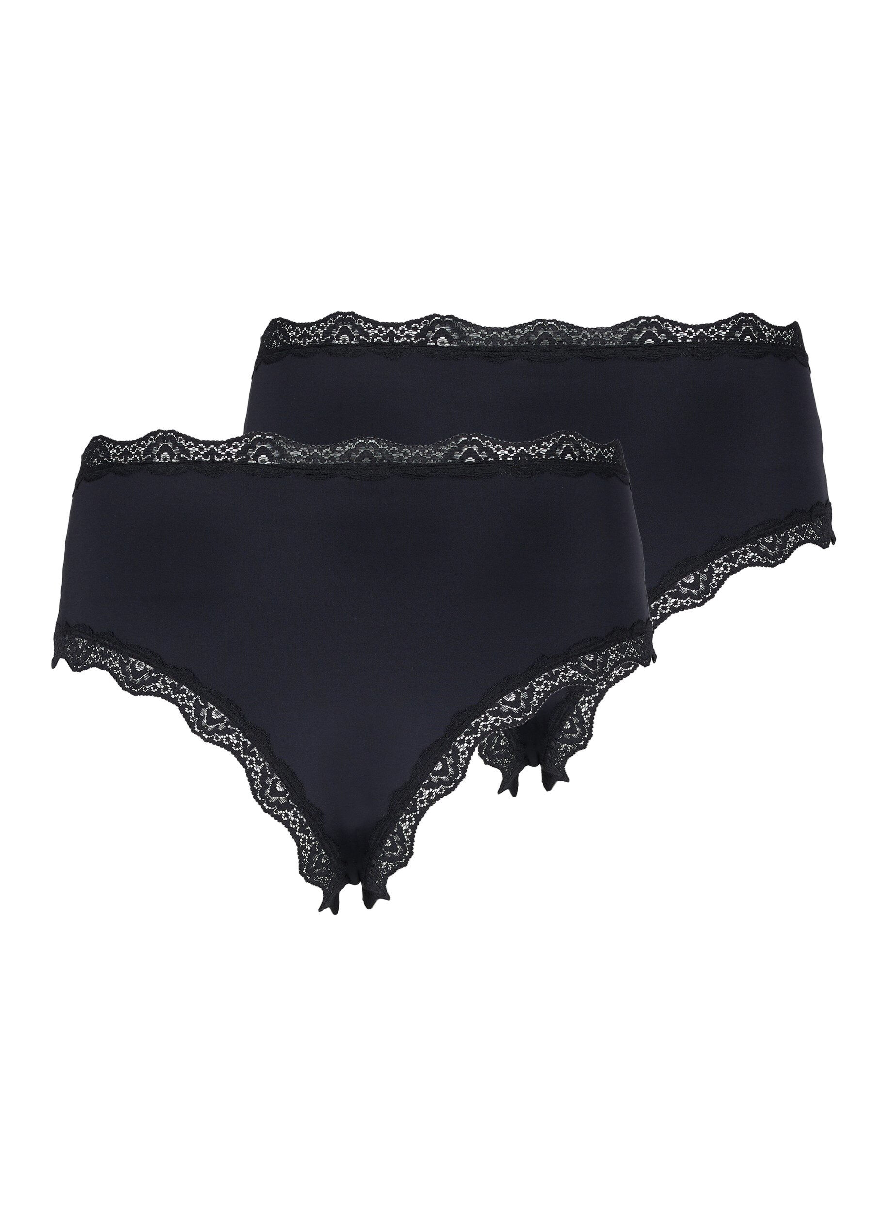 Zizzifashion 2-pack briefs with lace edges, Black, Packshot image number 1