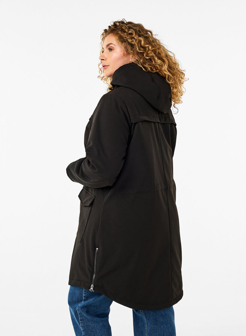 Water-repellent softshell jacket with quilted lining, Black, Model image number 2