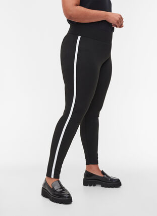 Leggings with piping, Black w. White, Model image number 2