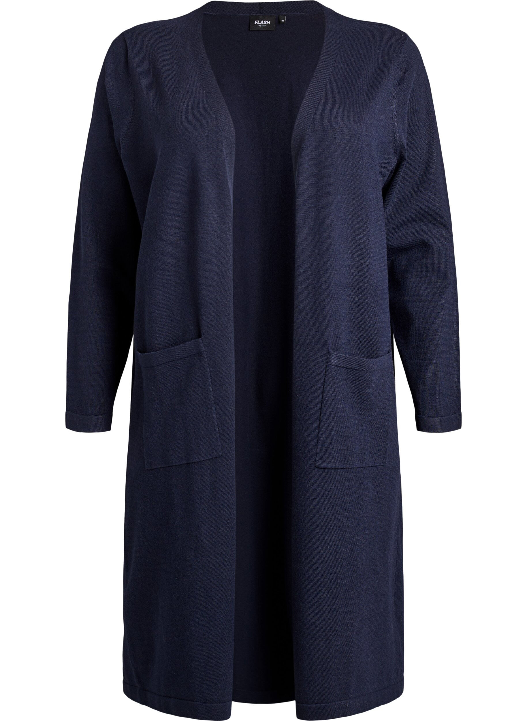 ZizzifashionLong, open cardigan with pockets, Blue, Packshot image number 0