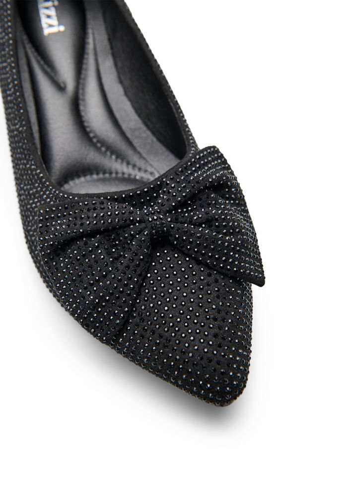 Pumps with bow and rhinestones, Black, Packshot