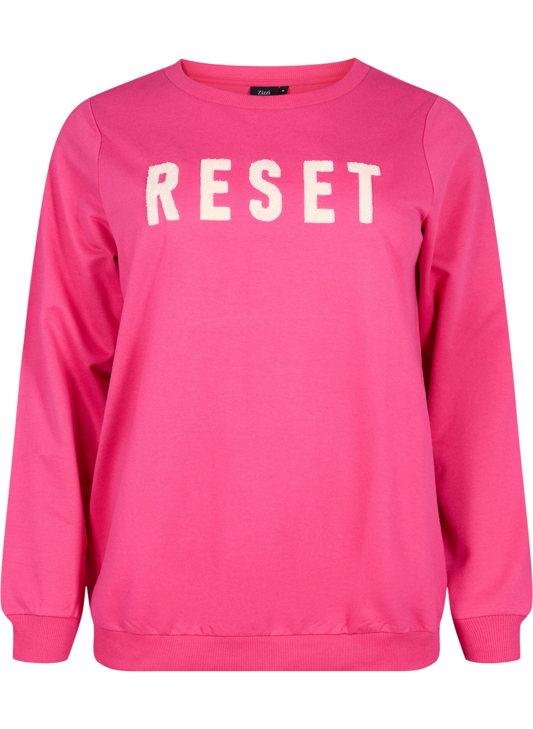Zizzifashion Sweatshirt with text, Fuchsia P. W. Reset, Packshot image number 0