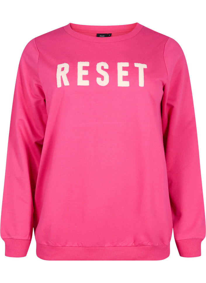 Sweatshirt with text, Fuchsia P. W. Reset, Packshot image number 0