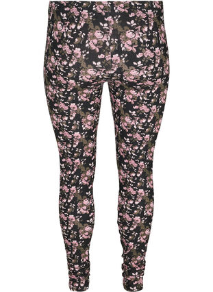 Viscose leggings with floral print, Black AOP FLOWER, Packshot image number 1