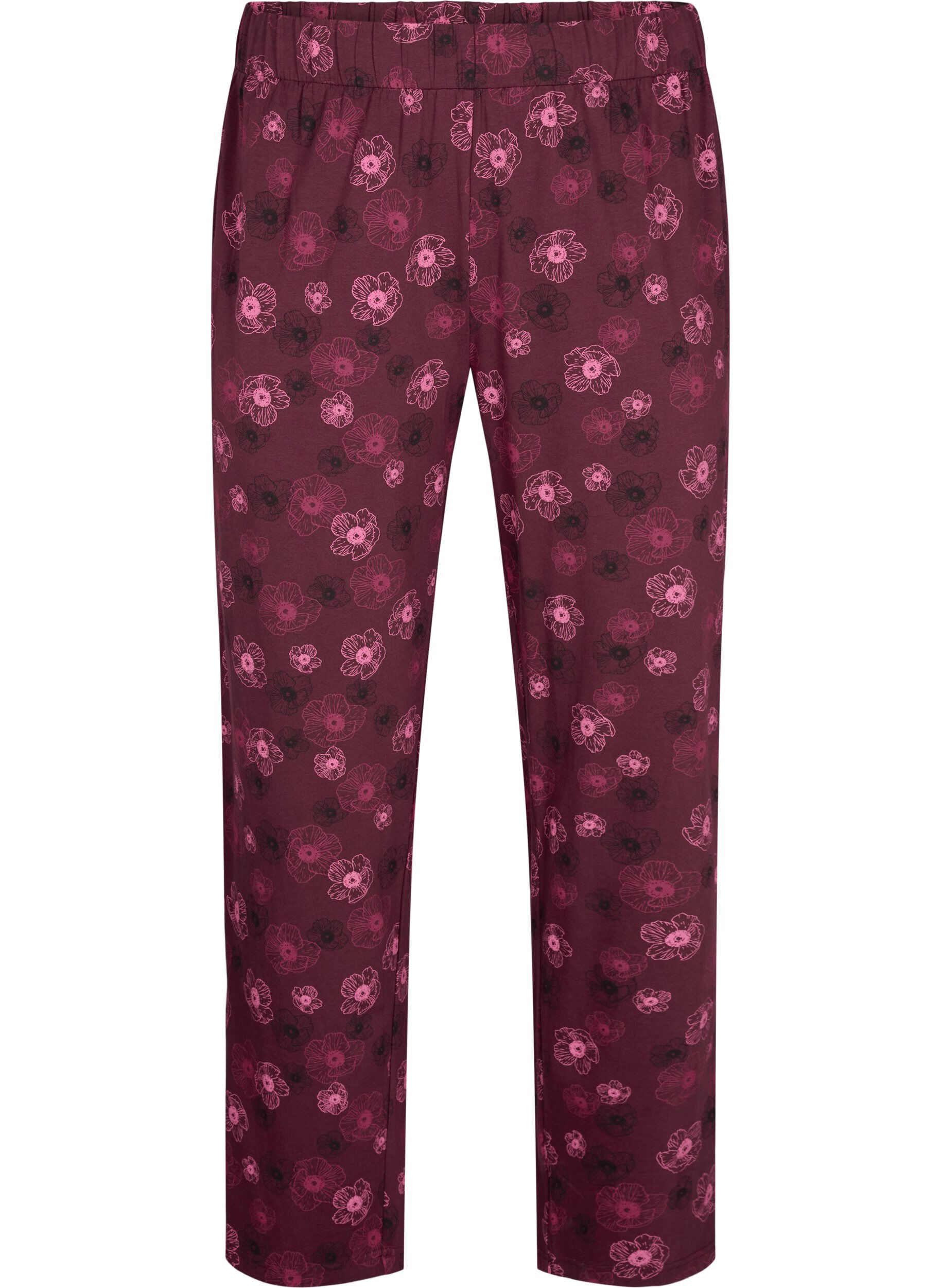 Zizzifashion Cotton pyjamas pants with print, Dark Bordeaux, Packshot image number 0