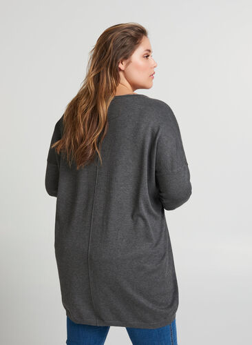 Knit blouse, Dark Grey Melange, Model image number 0