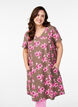 Short a-line dress with floral print, Brown, Model image number 0