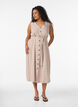 Sleeveless striped midi dress in linen and viscose, Beige, Model image number 0