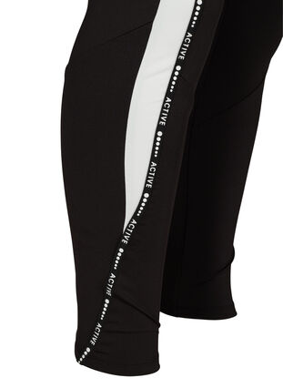 Cropped exercise tights with print details on the side, Black, Packshot image number 3