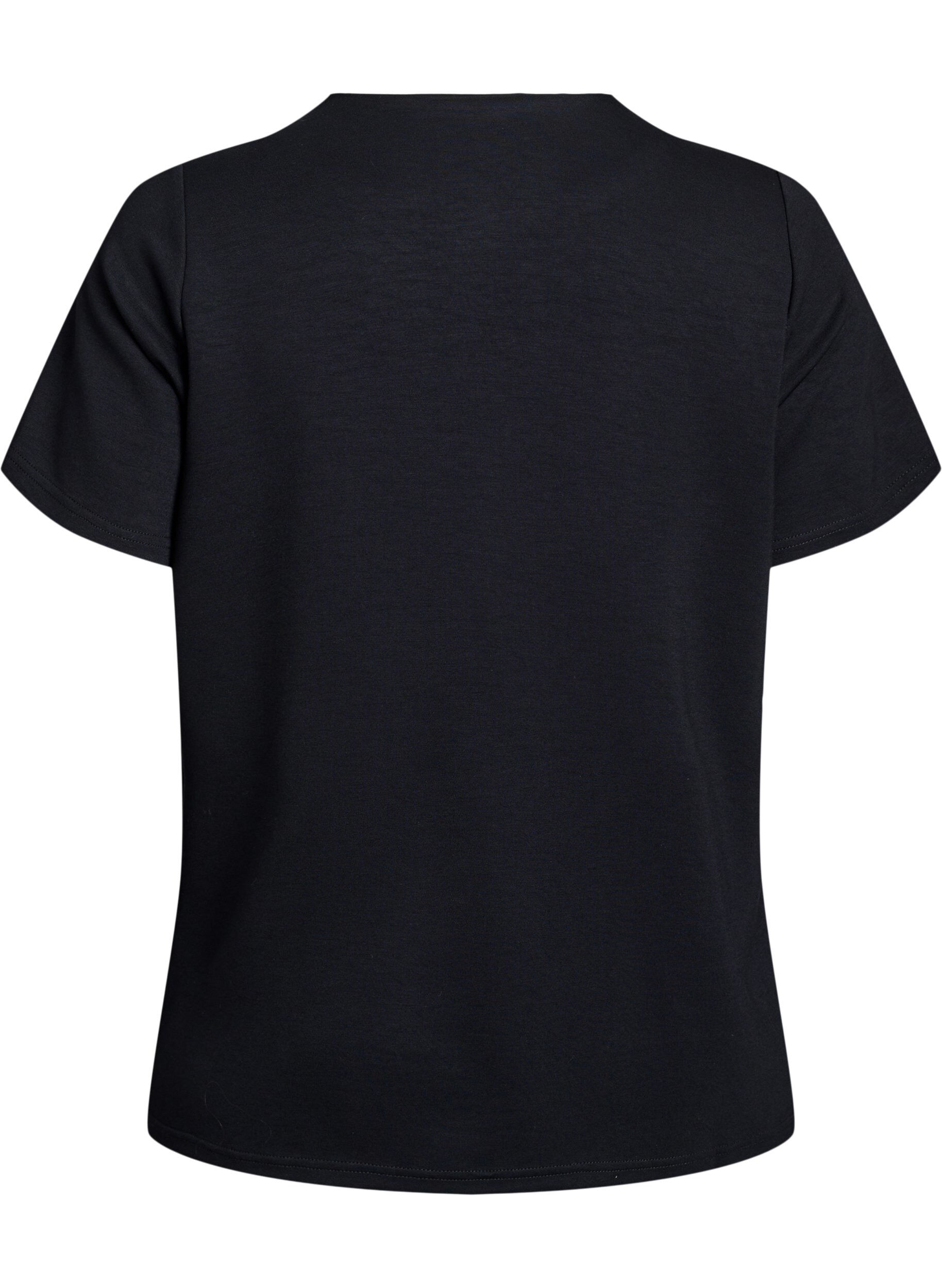 Zizzifashion Short sleeve blouse with a button detail, Black, Packshot image number 1