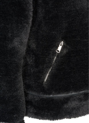 Short faux fur jacket, Black, Packshot image number 3